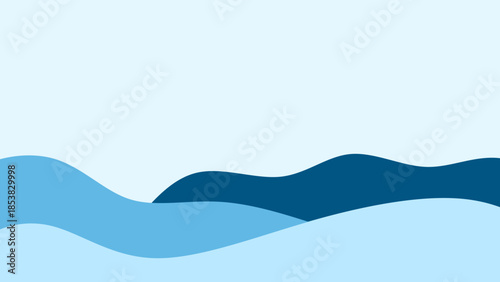 Minimalist wavy abstract background. Abstract blue wave bottom border background. Clean business layout with navy blue ocean curves at the bottom.