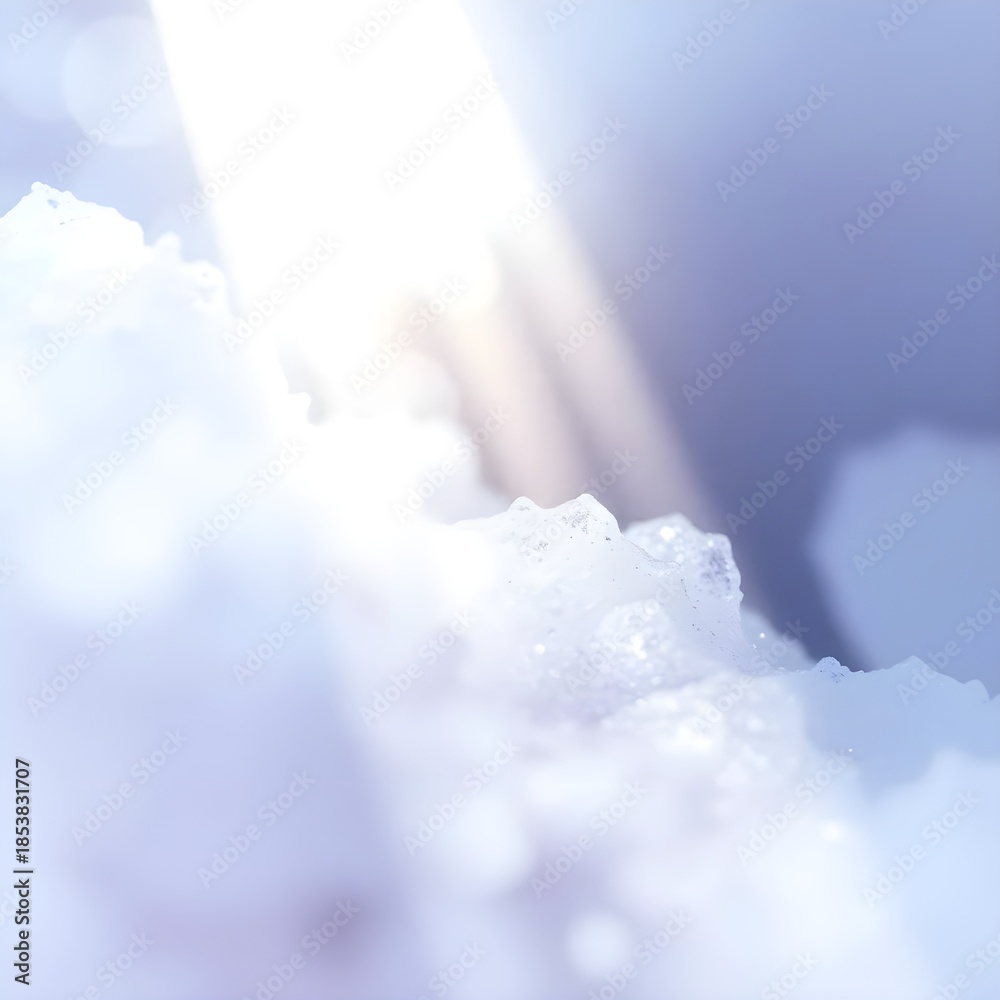 Obraz premium Soft white clouds are illuminated by beams of sunlight breaking through, creating a peaceful and heavenly atmosphere. The image symbolizes hope, serenity, purity, and a calm connection between light a