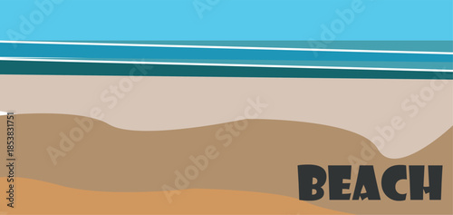 Abstract summer background with art illustration of sea beach and sky. 