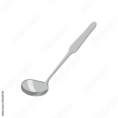 Kitchen utensil featuring a long handle and a deep, rounded bowl, used for scooping, serving, and transferring liquids like soups and sauces in culinary preparations