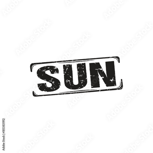 Distressed SUN Sunday Rubber Stamp Graphic, Weathered Vintage Abbreviation for Calendar Planning