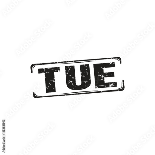 Grunge TUE Tuesday Rubber Stamp Graphic, Vintage Distressed Ink Seal for Calendar and Planning