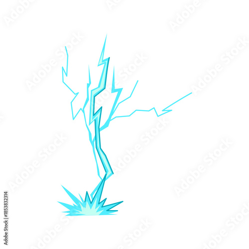 Lightning bolt vector illustration showing dynamic electricity striking with impact, representing power, speed, and sudden energy during a storm or electrical event