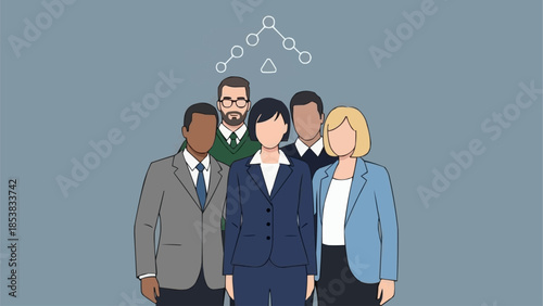 Diverse group of business professionals standing together in a team.