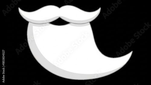 A white cartoon beard with a handlebar mustache on a black background