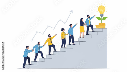 Teamwork and Growth Concept Illustrating Business Success and Innovation.