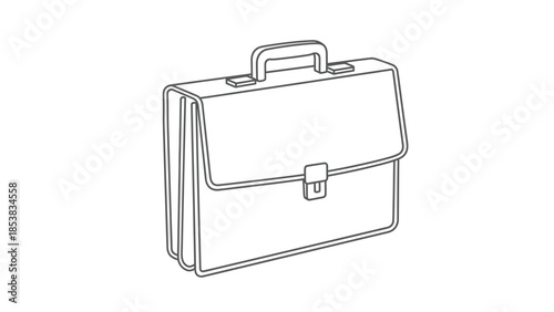 Simple line art illustration of a classic briefcase or business bag perfect for professional iconography design needs