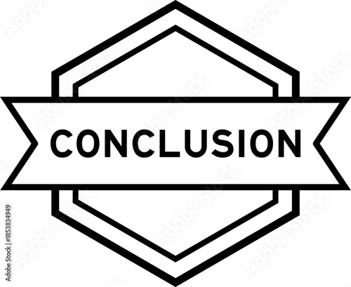 Vintage black color round label banner with word conclusion on white background