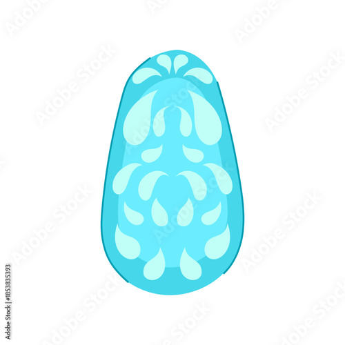 Stylized blue fingernail featuring an abstract pattern of lighter water droplets, creating a fresh and elegant cosmetic theme for beauty and fashion concepts