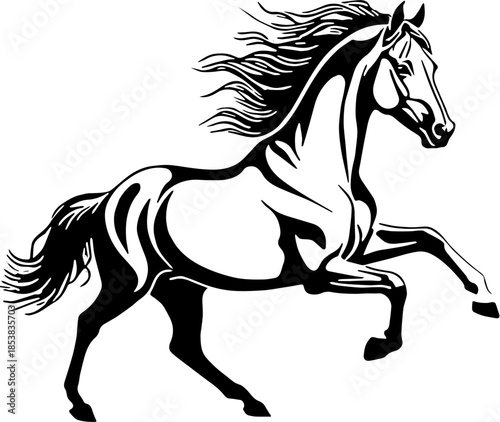 Dynamic Horse Black and White Vector Motion SVG