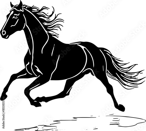 Dynamic Horse Black and White Vector Motion SVG
