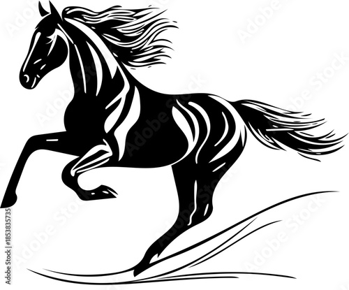 Dynamic Horse Black and White Vector Motion SVG