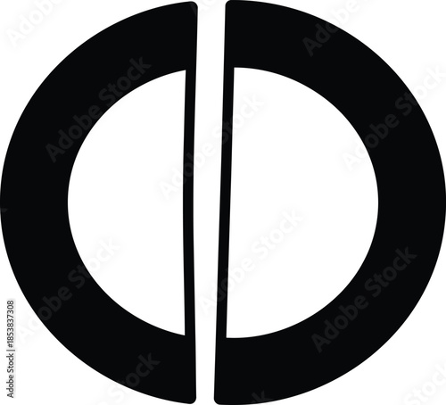 Black Circle Divided Vertically With White Center division split
