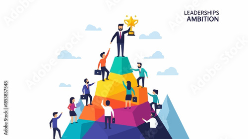 Leadership Ambition Success Reaching Top Goal Achievement.