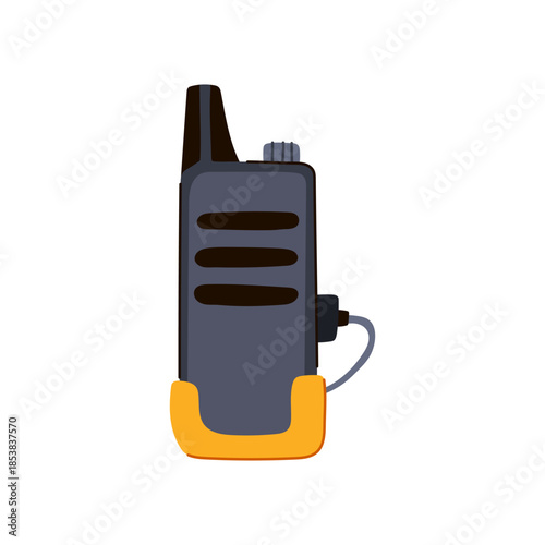 Modern walkie talkie device providing instant two way radio communication, connecting teams for coordination, security, and emergency preparedness in various professional settings