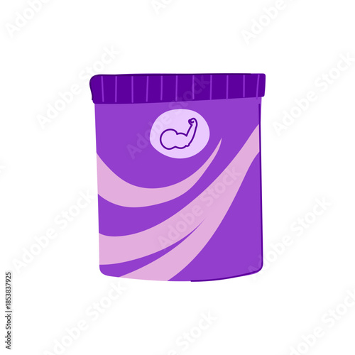 Protein supplement jar representing muscle strength, fitness, and healthy lifestyle, ideal for themes of nutrition, gym training, and athletic performance