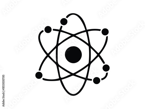 Simple depiction of an atom with electrons orbiting a central nucleus