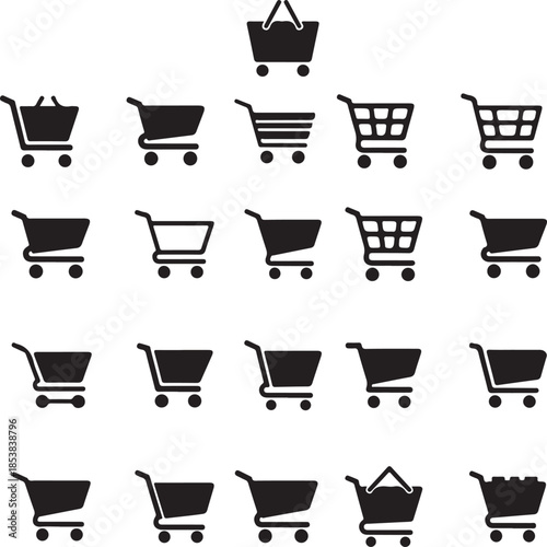 Shopping cart icon. Trolley symbol. Cart icon set. Outline shopping cart. Linear trolley symbol. Stock vector illustration