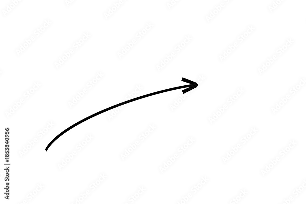 Fototapeta premium Minimalist Hand-Drawn Curved Black Arrow