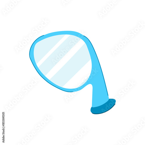 Side view car mirror highlighting road safety and driver awareness while operating a vehicle, minimalist vector illustration of an essential automotive accessory for safe travel