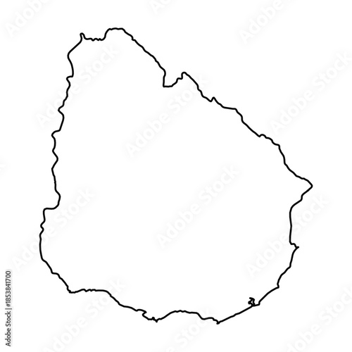 Black Outline Sketch Map of Uruguay Country