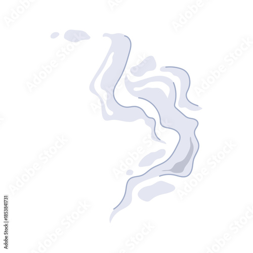 Stylized smoke puff rising upward, creating a wavy, ethereal element of steam or vapor on a clear white background, useful for various design applications