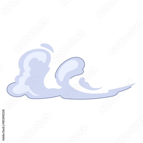 Dynamic vapor stream illustrating high speed motion and power, stylized smoke and cloud trail suggesting racing exhaust, energy, wind, and rapid acceleration on white background