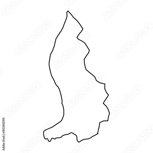 Black Outline Sketch Map of Liechtenstein Country