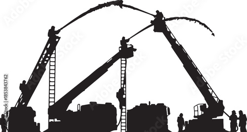 firefighters fighting a barn fire sketch vector