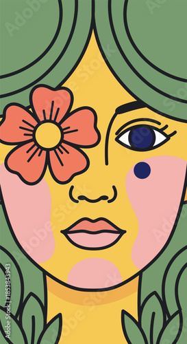 Floral Adorned Woman - A Portrait of Beauty and Natures Embrace.