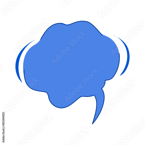Blue comic speech bubble or thought balloon featuring a dynamic, wavy outline, providing an empty content area for text or graphic elements on a white background