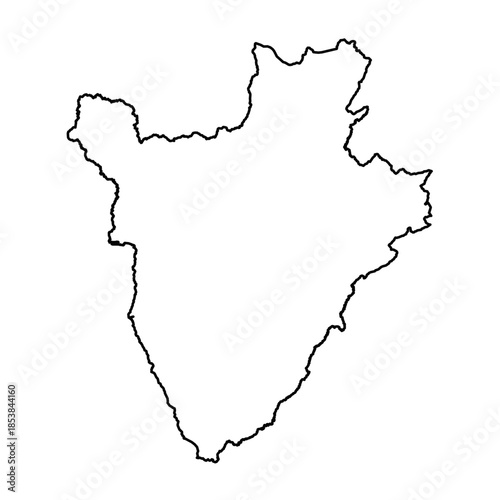 Black Outline Sketch Map of Burundi Country