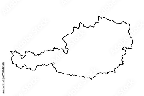Black Outline Sketch Map of Austria Country