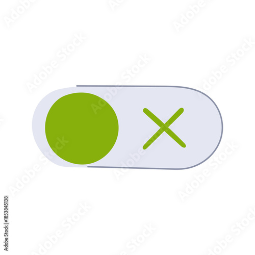 Graphic user interface element displaying an active green toggle switch on the left side, representing engaged functionality or an enabled setting within an application