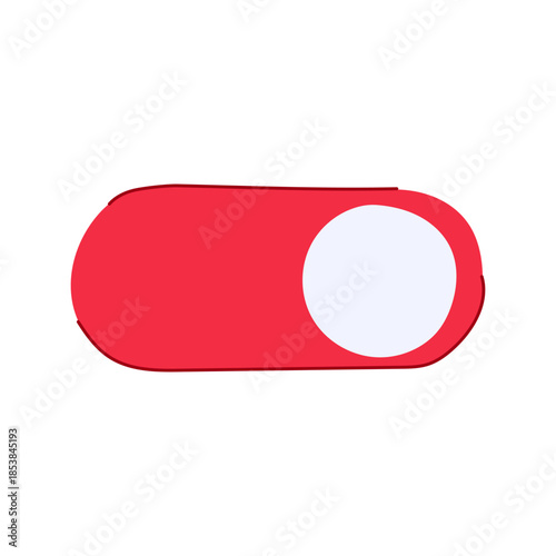 Red toggle switch icon demonstrating an off indicator for user interface elements, symbolizing disabled functionality or an inactive setting within a web or mobile application