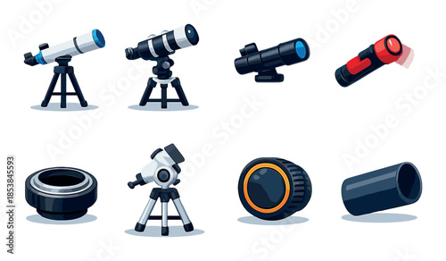 Variety of telescopes and accessories on display