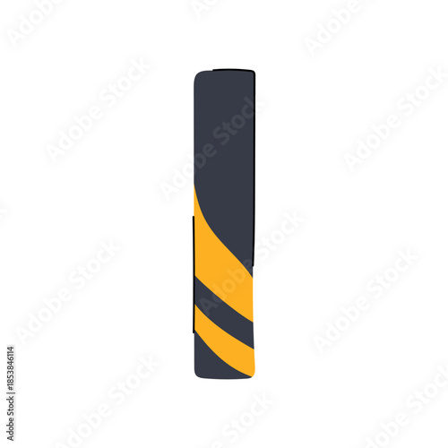 Road safety barrier with bold yellow and black warning stripes, signaling caution and hazard for construction zones, traffic control, demarcation, and protective signage