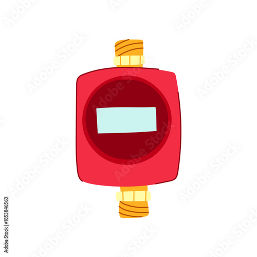 Water flow meter illustration showing fluid measurement and resource conservation, essential for utility management and monitoring usage in households or industries