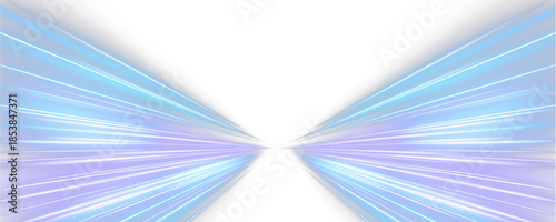 Blue and purple neon streaks twist across dark urban roads, forming luminous trails. Motion blur emphasizes high-speed movement. Perfect for sci-fi visuals. PNG