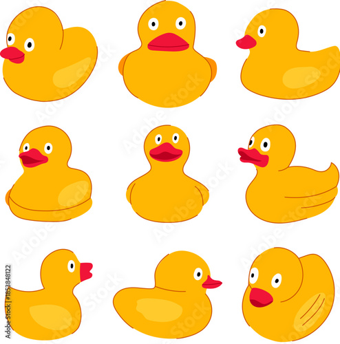 Yellow rubber ducks in a seamless pattern design presenting childhood toys, fun, and hygiene concepts, suitable for backgrounds, kids product packaging, or playful marketing materials