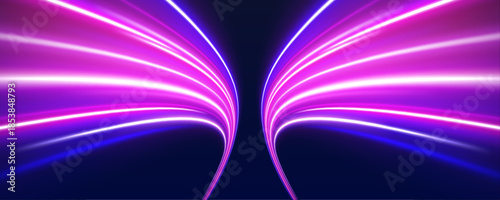 Cyan and blue light trails twist along dark city roads, glowing with neon energy. Sparks highlight motion and speed. Perfect for sci-fi visuals.