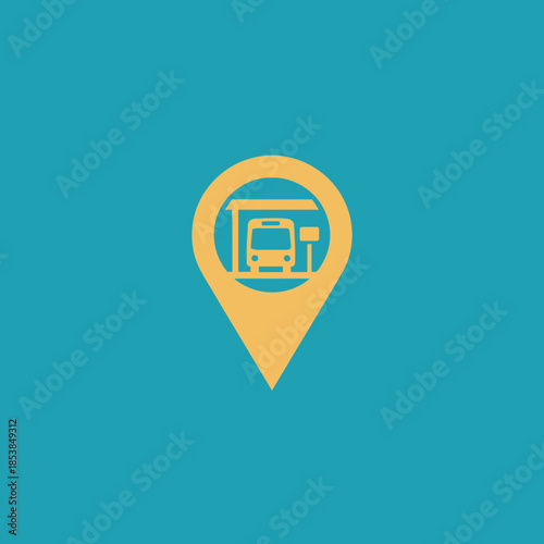 Bus Stop Location Pin Icon Public Transportation Map Marker.