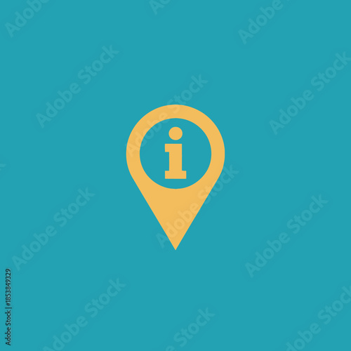 Information Pin Icon on a Solid Background.