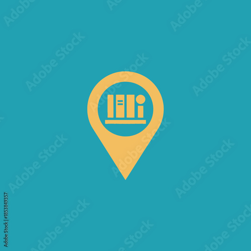 Location Pin Icon with Abstract Bars Inside.