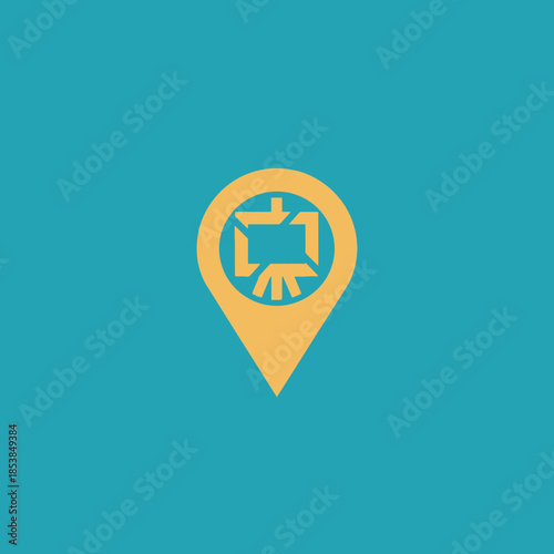 Location Pin with Abstract Camera Icon.