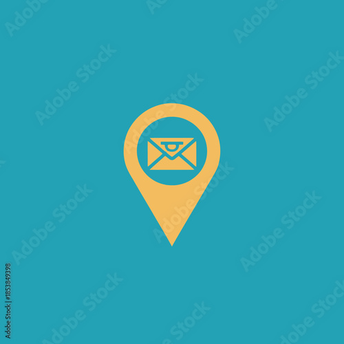 Location Pin with Mail Icon Representing Email Address or Contact Point.