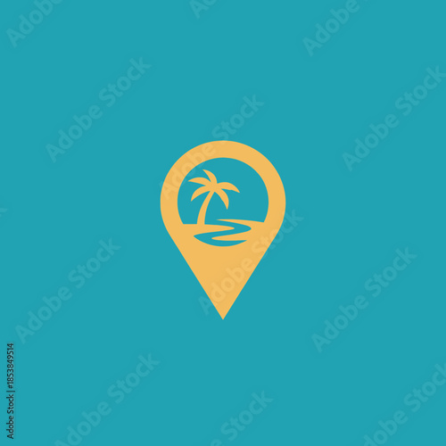 Tropical Beach Location Pin Icon.
