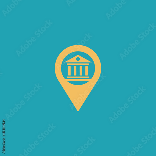 Bank Location Pin Icon Symbol.
