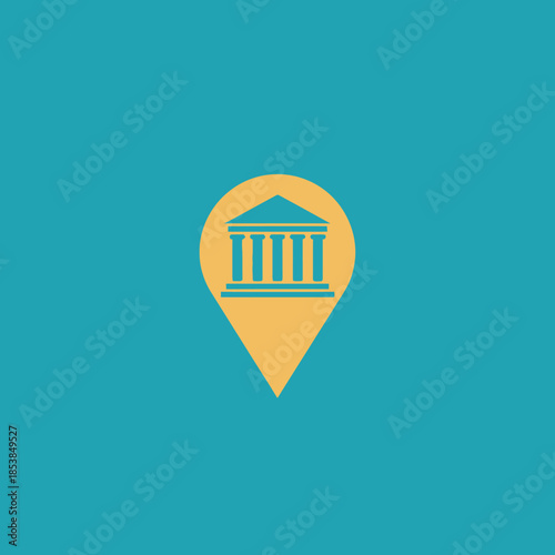 Building Landmark Location Pin Icon.