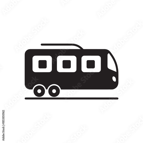 Silhouette illustration of a modern passenger bus on a road.